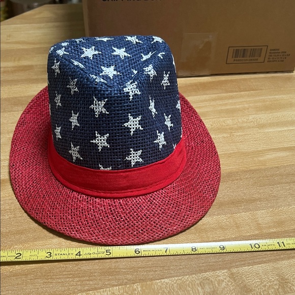 #0856+ Unisex Red and Blue Star Patterned Hat - Picture 5 of 7